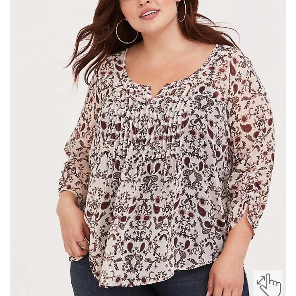 Torrid Paisley Chiffon Pintuck Blouse